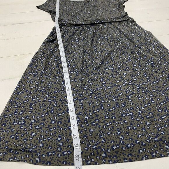 Boden Amelie Jersey Stretch Knit Dress Green Leopard Print Women's Sz 6R Pockets - Picture 10 of 16